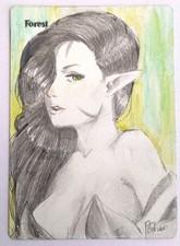 Hand Painted Altered Art Magic The Gathering MTG Forest Card Girl Nissa