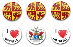 25MM 1" BUTTON BADGES GWYNEDD X6 - Foto 1 di 1