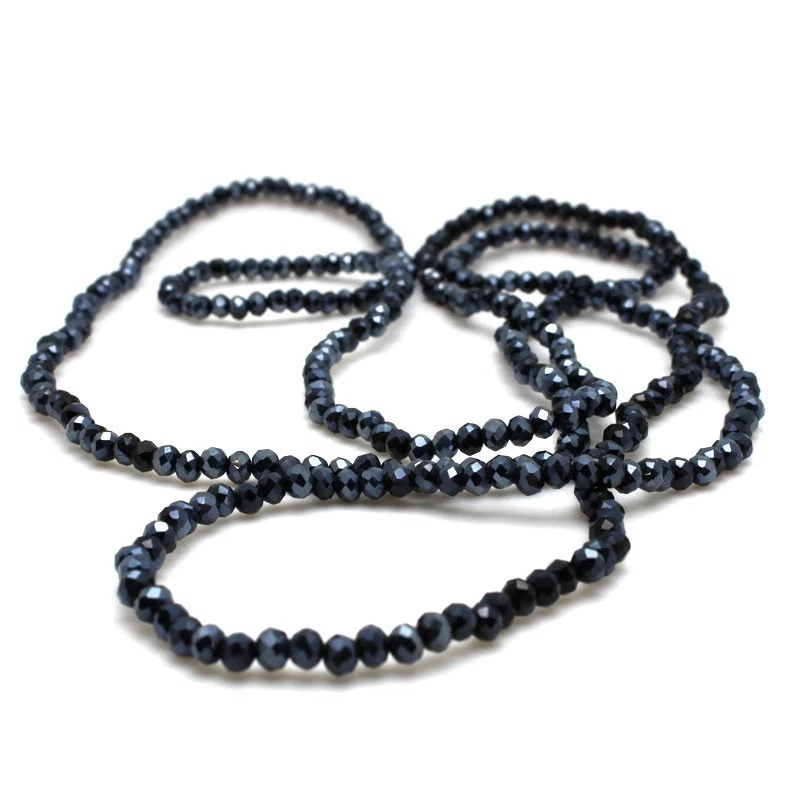 Collana di Cristalli 4mm elastica o Bracciale tanti giri da Donna nero - Immagine 1 di 1