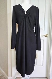 Rewind - Black Ribbed Knit, Plus Size, Long Sleeve Dress (Size 1x) - Foto 1 di 3