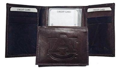 NCAA Auburn Tigers Tri-Fold Leather Wallet, Dark Brown - Image 1 of 2