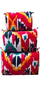Indian Hand block Printed Toiletry Bags 3 PCS Unisex Makeup Bags Waterproof - Picture 1 of 4