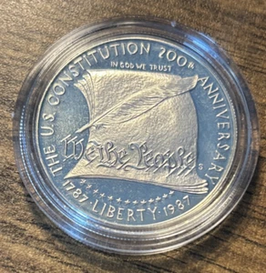 1987 United States Constitution Uncirculated Silver Dollar $1 In Case with COA - Picture 1 of 10
