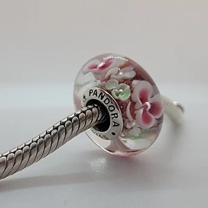 New Authentic Pandora Flower Garden Murano Charm - Picture 1 of 6