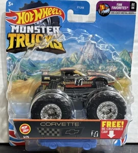 Hot Wheels Monster Trucks Corvette 02/06 Fan Favorites Black - Picture 1 of 1