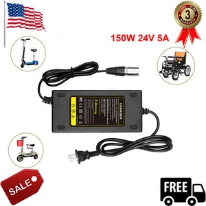 24V 5A MOBILITY WHEELCHAIR SCOOTER EBIKE LEAD-ACID BATTERY CHARGER UPGRADE US - Picture 1 of 8