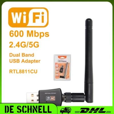 USB 2.0 Dual-Band WIFI WLAN Adapter Stick 802.11ac/b/g/n 2.4/5.0 Ghz RTL8811CU - Bild 1 von 4