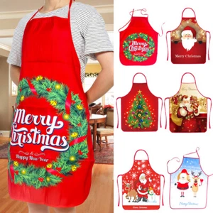 Merry Christmas Apron Santa Reindeer Snowman Adults Apron Chef Cook One Size - Picture 1 of 20