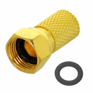 Sat F-Stecker 6,5 - 7 mm + Dichtungsring vergoldet TV Koaxialkabel Antennenkabel - Bild 1 von 8