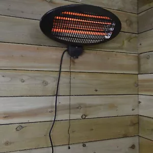 2,000w Wall Mounted Black Electric Outdoor Garden / Patio Heater with 3 Settings - Picture 1 of 7