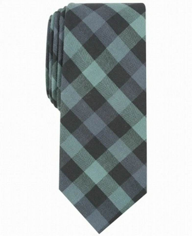 Nueva corbata ajustada de algodón a cuadros verde merrit Bar III para hombre Foto 1 de 1