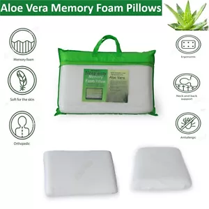 Almohadas de espuma viscoelástica de aloe vera, ortopédicas antirronquidos para soporte de cuello y cuerpo - Imagen 1 de 9