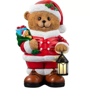 Bear Greeter With Costume With One LED Candle For Indoor And Outdoor Use - Picture 1 of 1