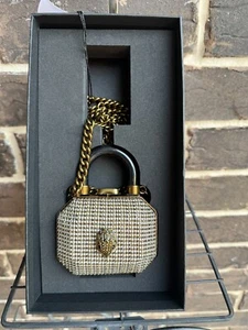 NWT $95 KURT GEIGER LONDON Micro Embellished Top Handle Clutch Crossbody beige - Picture 1 of 6