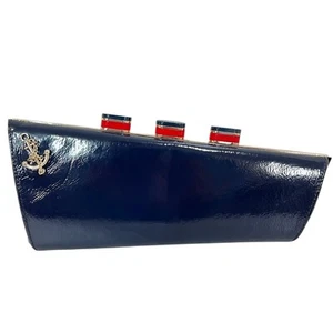 Kate Spade New York Womens Navy Blue All Aboard Ship Clutch Purse Cruise Bag - Picture 1 of 21