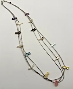 Carolyn Pollack Liquid Silver 925 Fish Bird Fetish Necklace Three Strand 22" - Picture 1 of 8