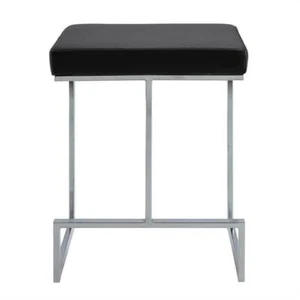 Carolina Cottage Counter Stool Upholstered Kafka Sled Design 24" Black/Chrome - Picture 1 of 8