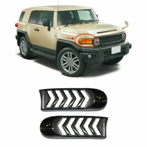 Fit For Toyota FJ Cruiser 2007-2014 Carbon Fiber Front Headlight Lamp Cover Trim - Picture 1 of 5