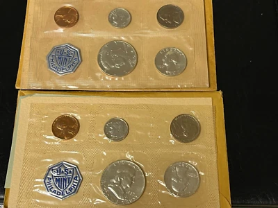 1957 & 1964 PROOF SETS 90% Silver Franklin / Kennedy Half  Original Envelopes - Image 1 of 4