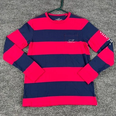 Vineyard Vines Youth Boys Shirt Large 16 Striped Long Sleeve Red Blue Whale - Image 1 of 4