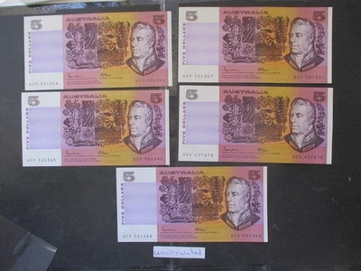 Australian Banknotes: Uncirculated $5 Set- Great Item, Must Have! (T7305) - image 1 of 4