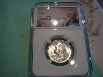 Great 1954 P Washington Quarter MS65 with Washington image - Image 1 of 3