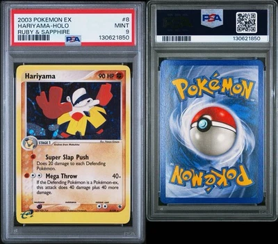 SWIRL! 2003 Pokemon EX Ruby & Sapphire Hariyama Holo #8/109 PSA MINT 9 - Image 1 of 3