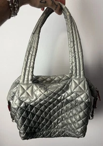 Bolso Astro MZ Wallace acolchado acolchado acolchado plateado amarillo neón gris plata - Imagen 1 de 8