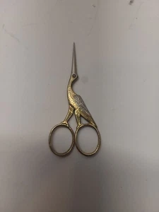 Vintage Embroidery Stork Scissors Gold/Silver Color 3-1/2" Germany- Free Shippin - Picture 1 of 8
