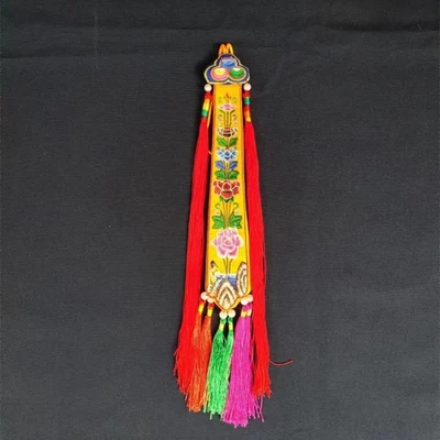 Pingente de bênção budismo bandeiras de oração auspiciosas bordadas artesanais - Imagem 1 de 4