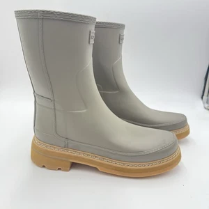 HUNTER Refined Stitch Short Wellington women gray US 9 Rubber Rain Boots - Picture 1 of 11