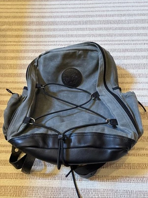 Duluth Pack Deluxe Woodsman’s Pack Gris Lona Encerada Cuero Negro Raro Foto 1 de 4