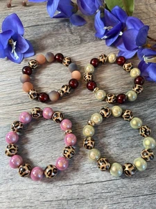 Pulsera mujer Polaris abalorios hecha a mano aspecto de leopardo Miracle Beads Ø14 mm - Imagen 1 de 13
