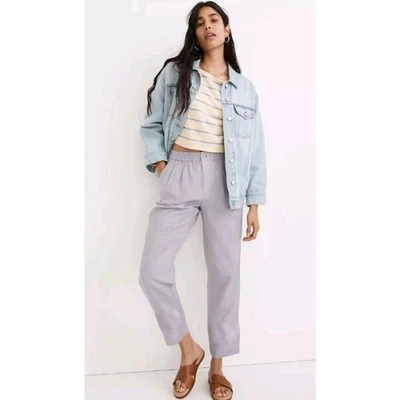Pantalones informales Madewell cintura elástica cónica lino periwinkle - talla ST Foto 1 de 4