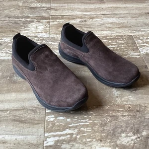 Lands End Loafers Shoes Women's 7.5 Casual Brown Slip On & Comfort Leather Suede - Picture 1 of 8