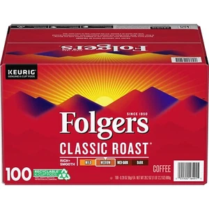 Folgers Classic Roast Coffee K-cups 100 Ct High Quality Coffee Free Ship - Picture 1 of 1