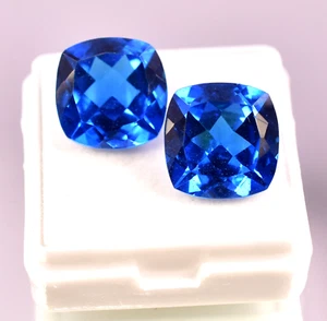 Natural Ceylon Blue Spinel Stunning Cushion Shape Pair Loose Gemstone 22.85 TCW - Picture 1 of 8