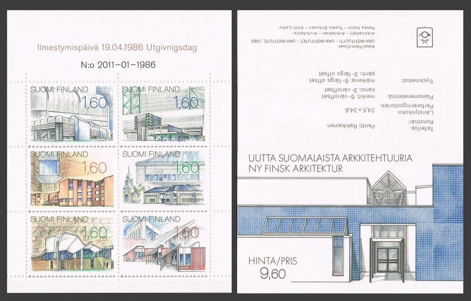 Finland 737 af booklet,MNH.Michel 987-992 MH 17. National Construction Year 1986 - Image 1 of 1