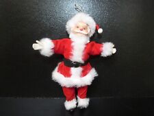 VTG 1970s-80s Red Nose Santa poseable Christmas ornament vinyl face brushed suit
