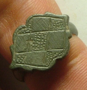 Rare Genuine Ancient Roman Byzantine bronze ring artifact intact Cross Diamonds - Picture 1 of 10