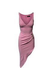 Pre Loved David Koma Embellished Asymmetric Pink Dress with Side Slit  -