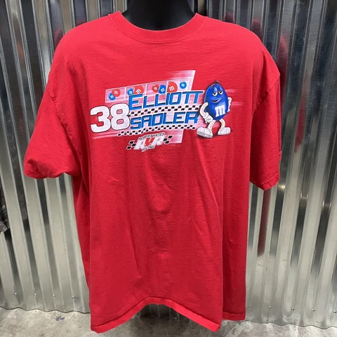 Nascar Racing #38 Elliot Sadler M&M Vintage Chase T-shirt Red Size XL Cover