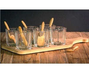 TASTER SET ON SERVING BOARD with SPOONS - Picture 1 of 1