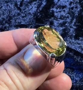R11.,‼️❤️Ring, Herren - Silber m. Citrin Lemonfarbe, 925´er Silber ⏀22,3 mm - Bild 1 von 9
