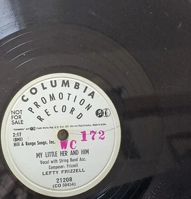 Lefty Frizzell COLUMBIA Vinyl DJ promo 78 MY LITTLE HER AND HIM VG++ cond. g 887 - Image 1 of 4