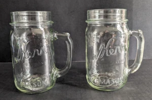 2 tazas de vidrio para beber vintage Kerr de boca ancha con sellado automático tarro de albañil - Imagen 1 de 5