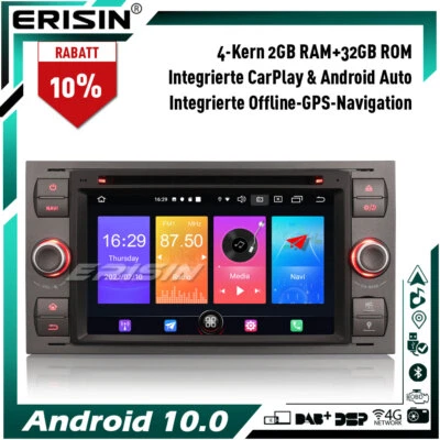Android 10 Autoradio GPS CarPlay FORD C/S-Max Mondeo Focus Transit Fusion DAB+CD - Bild 1 von 4