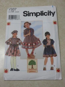 SIMPLICITY #7337 VINTAGE 1996 CHILDS' DRESS/HAT PATTERN - SIZES 3,4,5,6 - UNCUT - Picture 1 of 4