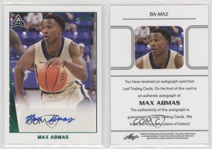 2021-22 Leaf Memories 1990 Base Auto Green /50 Max Abmas #BA-MA2 Auto