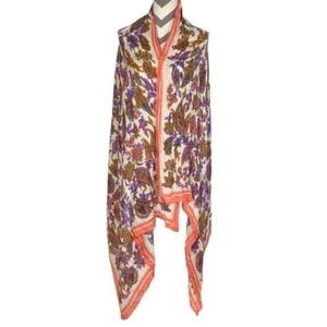 Theodora & Callum Scarf Cream Orange Magenta Purple Womens One Size Wrap Shawl - Picture 1 of 10